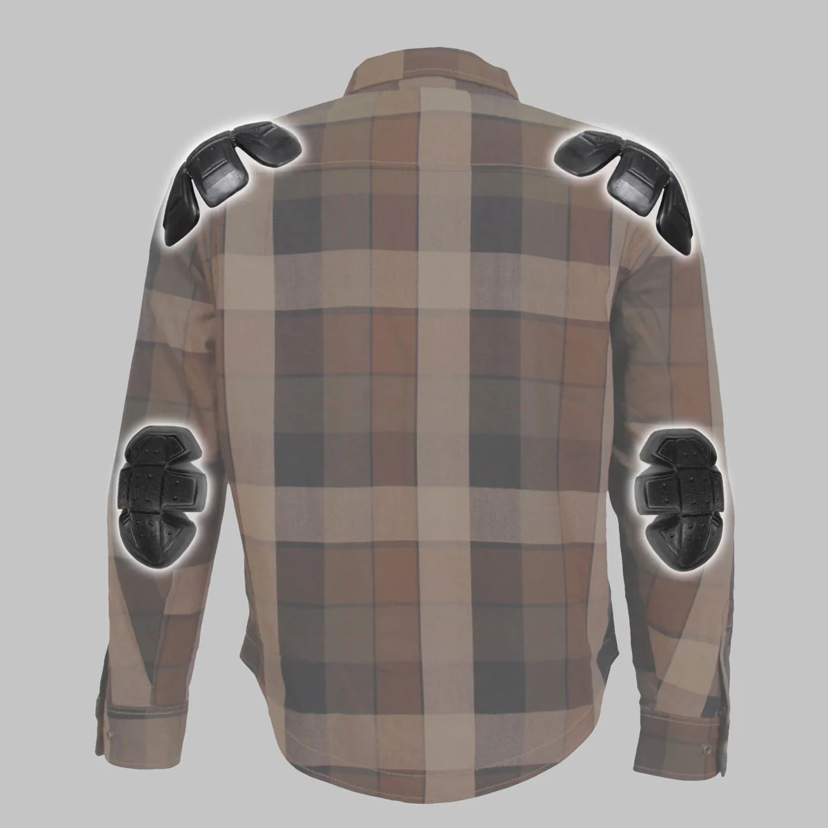 Hot Leathers JKM3007 Men's Black and Brown Armored Flannel Motorcycle Shirt-Jacket w/ CE Armor Protection - Image 2