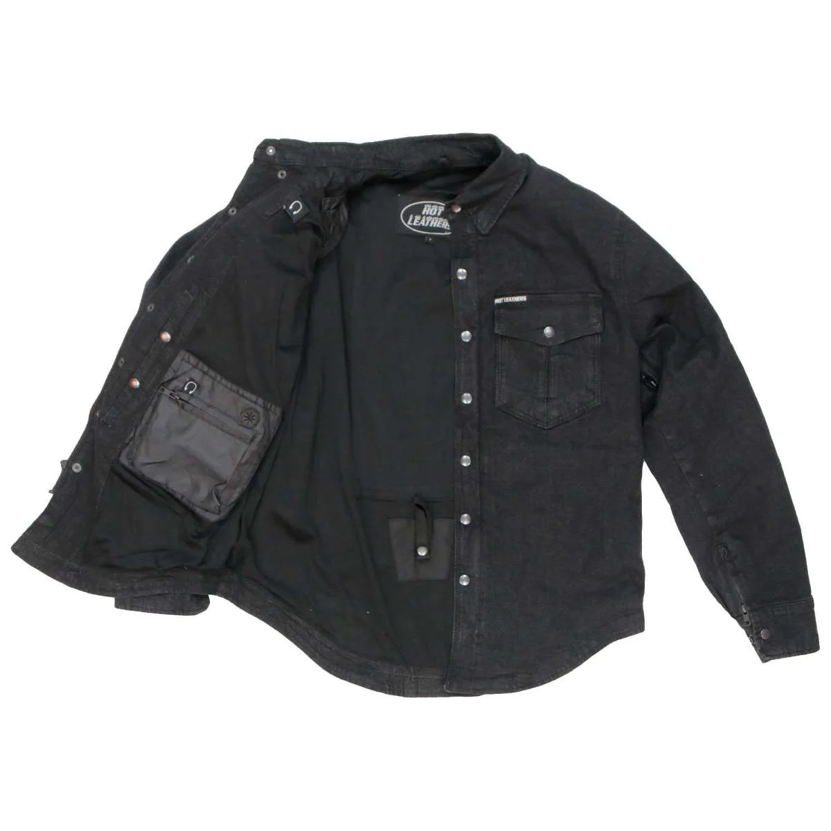 Hot Leathers JKM3009 Men's Classic Black Denim Flannel Motorcycle Shirt-Jacket w/ CE Armor Protection - Image 5