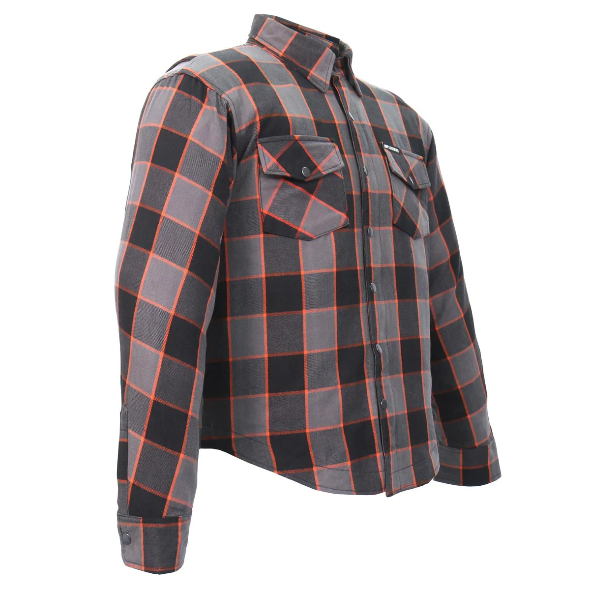 Hot Leathers JKM3010 Men's Black/Grey/Orange Armored Flannel Motorcycle Shirt-Jacket w/ CE Armor Protection - Image 15