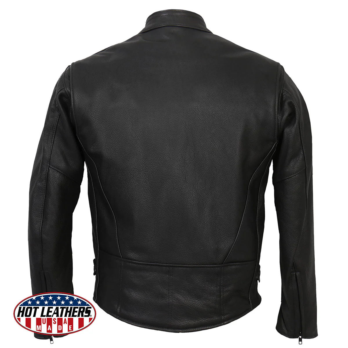 Hot Leathers JKM5001 Men's USA Made Black Premium Leather Racer Jacket - Image 2