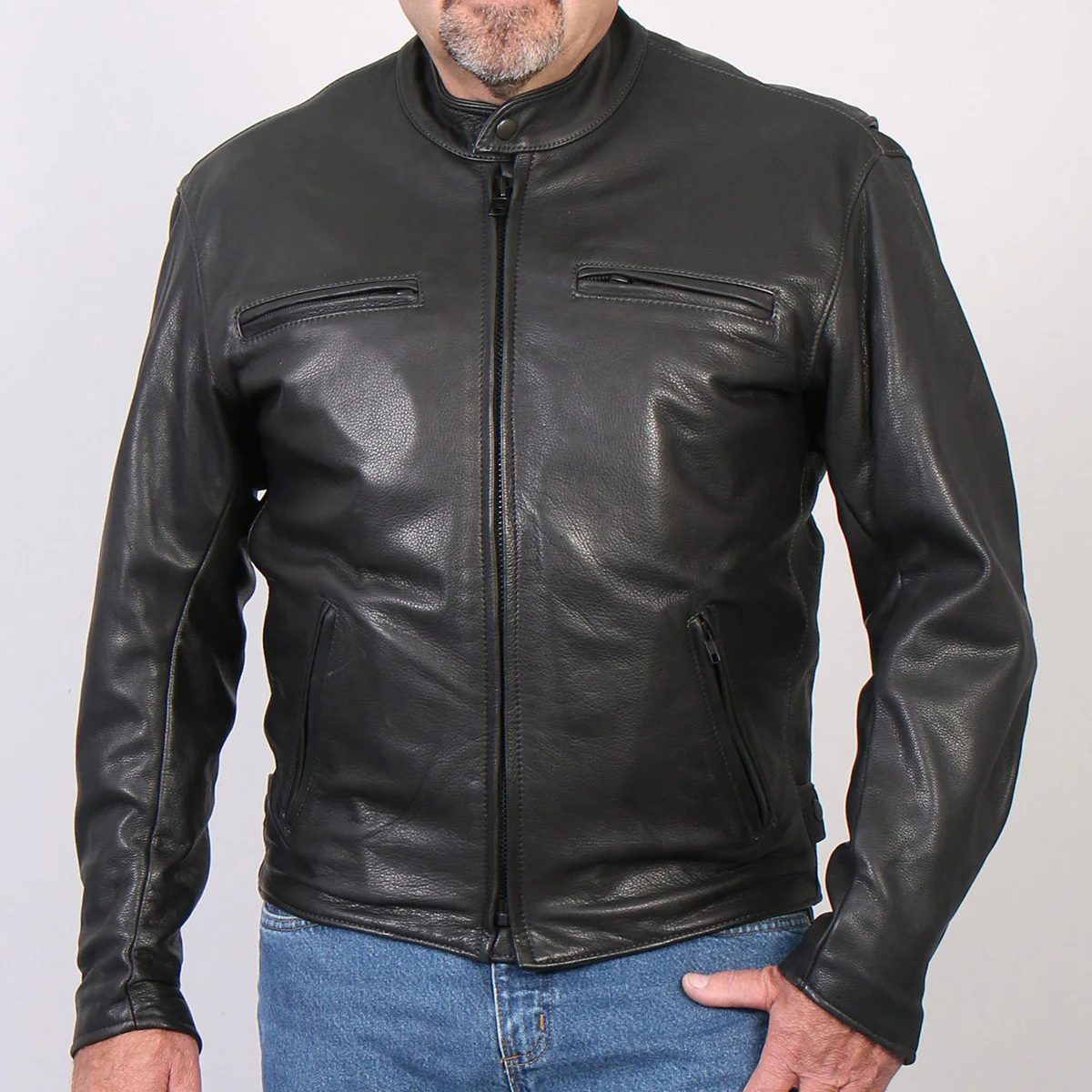 Hot Leathers JKM5001 Men's USA Made Black Premium Leather Racer Jacket - Image 3