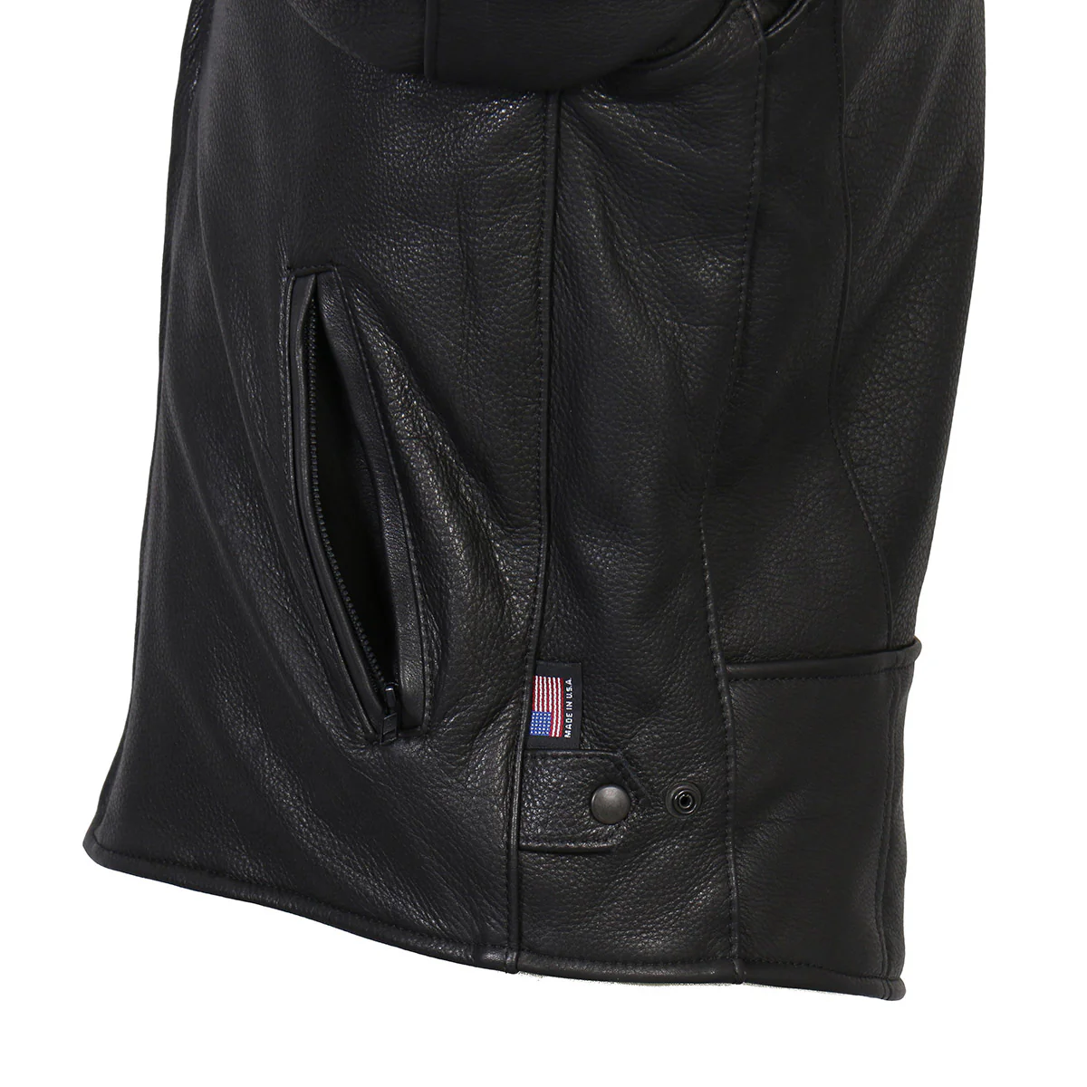 Hot Leathers JKM5001 Men's USA Made Black Premium Leather Racer Jacket - Image 8