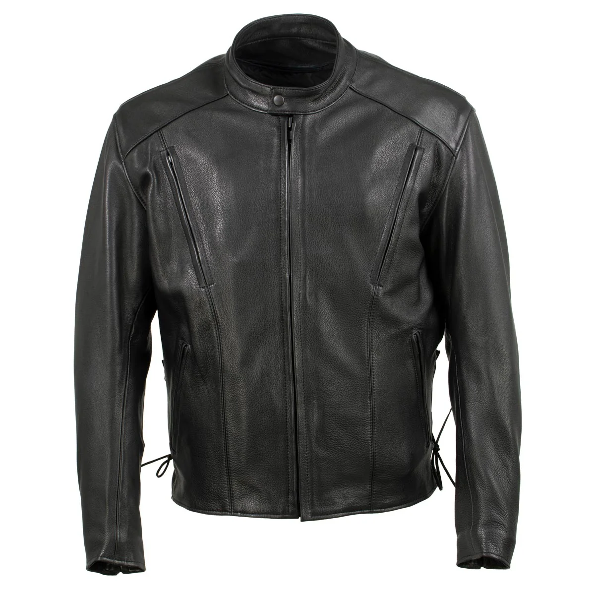 Hot Leathers JKM5002 USA Made Men's 'Air Stream' Vented Black Premium Leather MC Jacket with Side Laces - Image 7