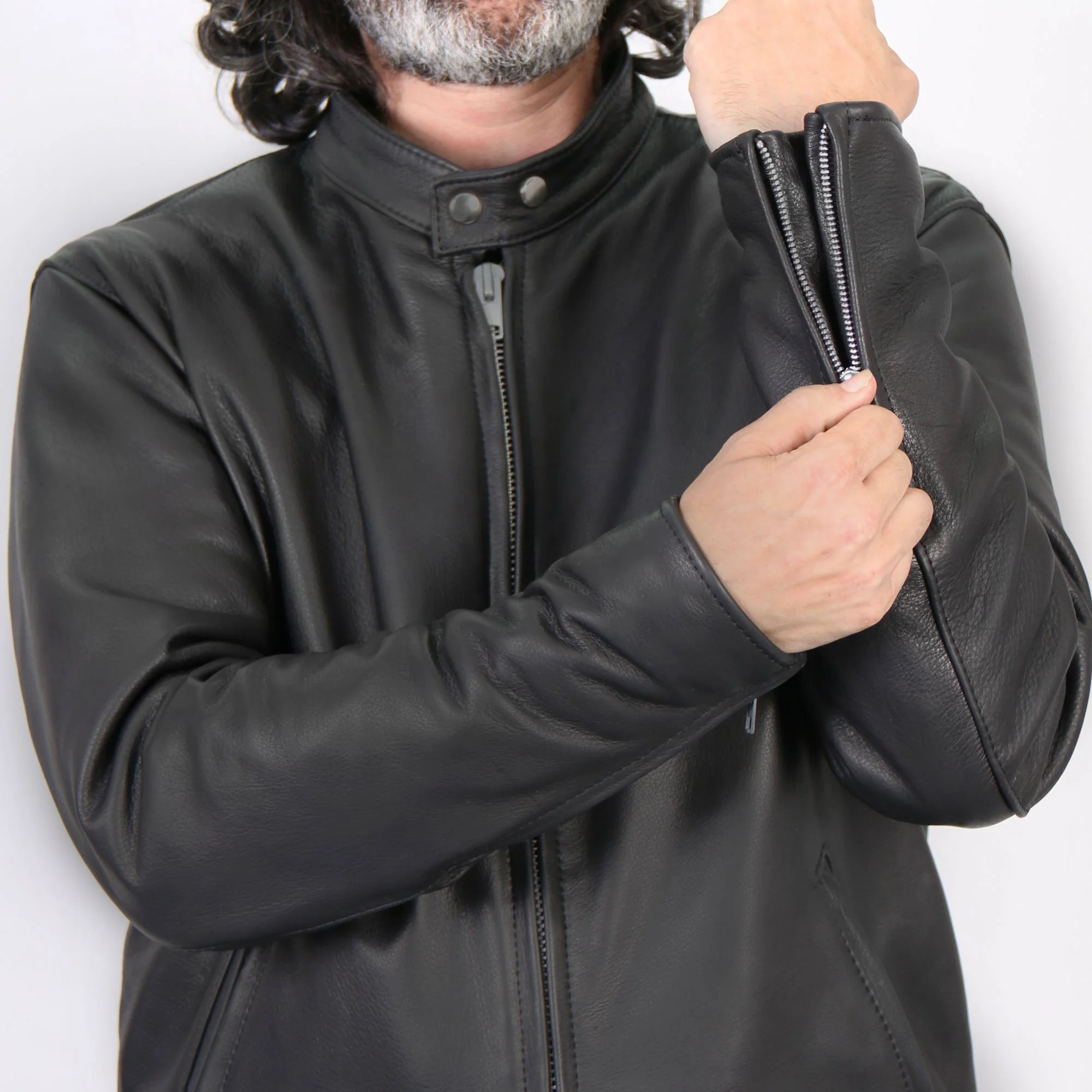 Hot Leathers JKM5006 USA Made Men's Black Leather Motorcycle Jacket - Image 6