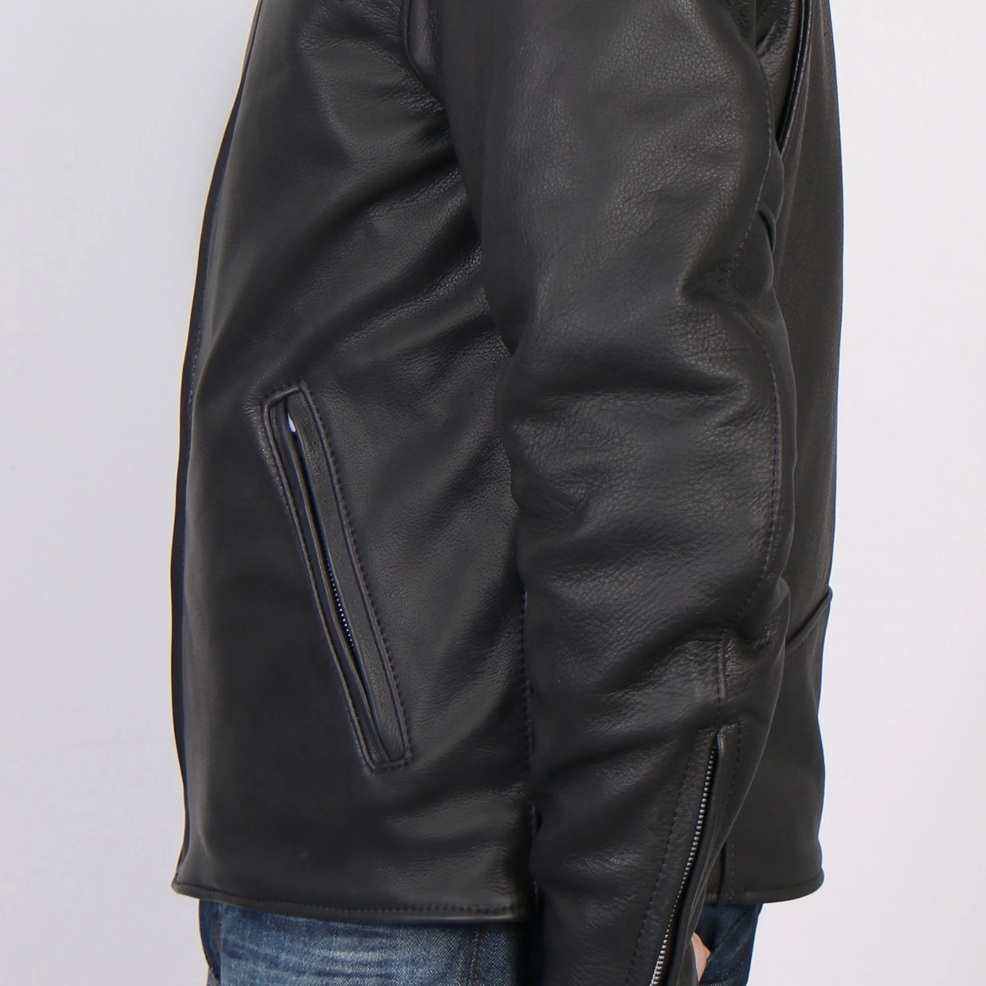 Hot Leathers JKM5006 USA Made Men's Black Leather Motorcycle Jacket - Image 7