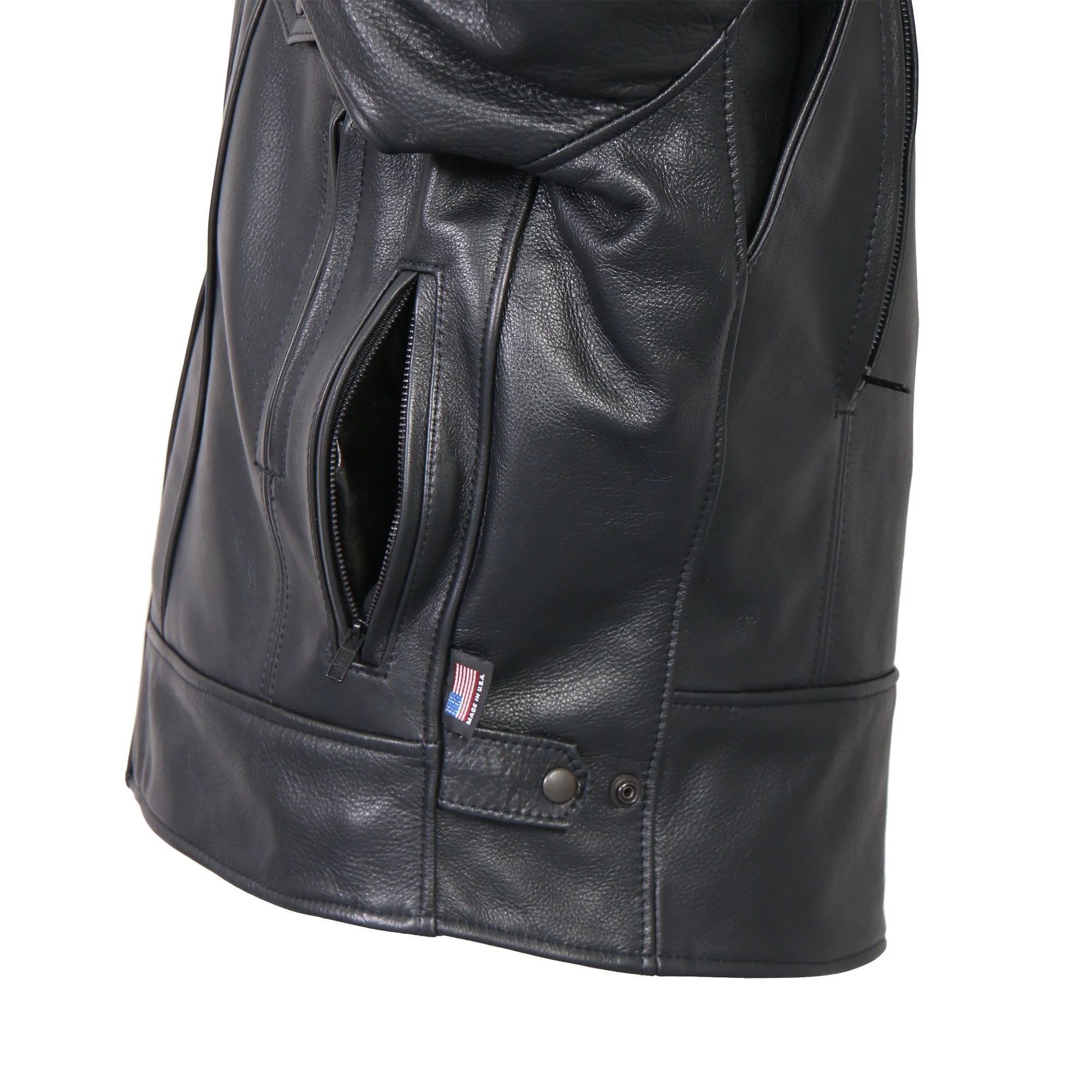 Hot Leathers JKM5008 Men's USA Made Black Premium Leather Vented Motorcycle Jacket - Image 8