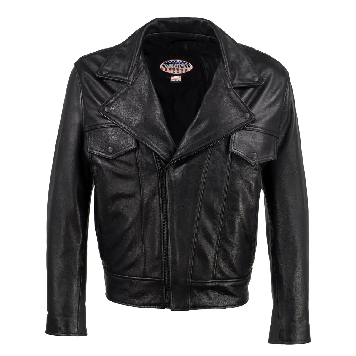 Hot Leathers JKM5008 USA Made Men's 'Revolve' Black Premium Leather Vented Motorcycle Jacket - Image 7