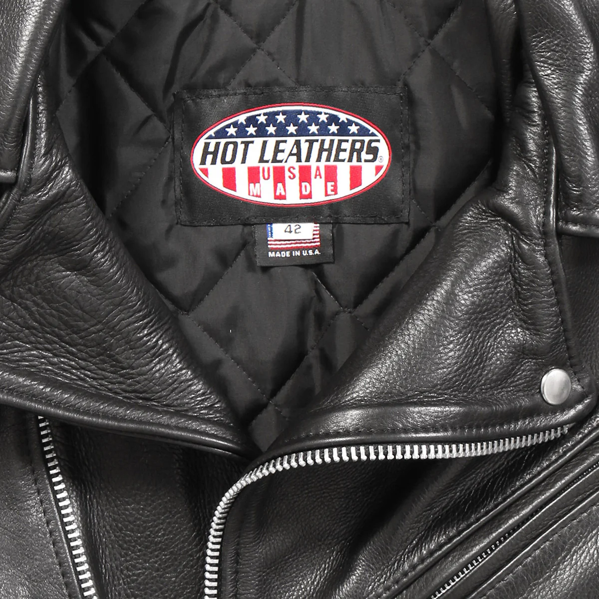 Hot Leathers JKM5009 USA Made Men's Black Premium Leather Vented Motorcycle Jacket - Image 3