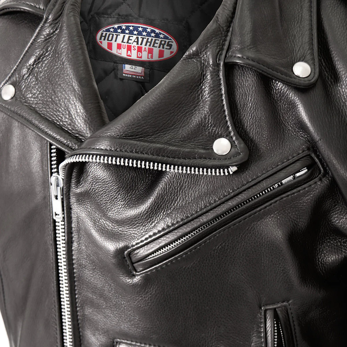 Hot Leathers JKM5009 USA Made Men's Black Premium Leather Vented Motorcycle Jacket - Image 4