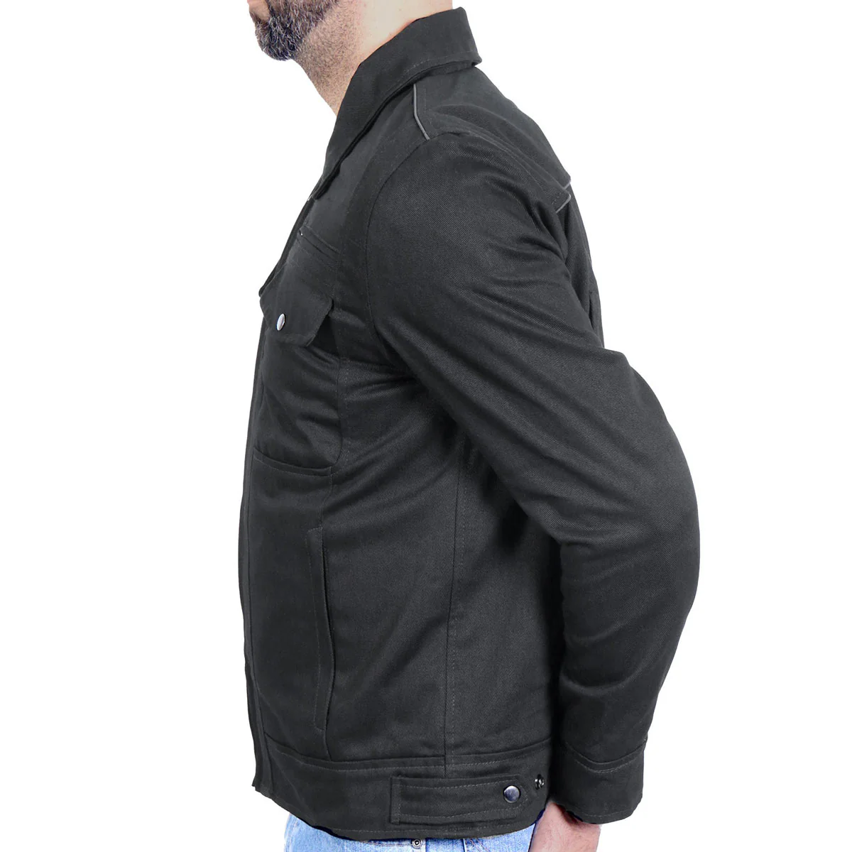 Hot Leathers JKM6001 Men's Black Denim Armored Shirt Jacket - Image 3
