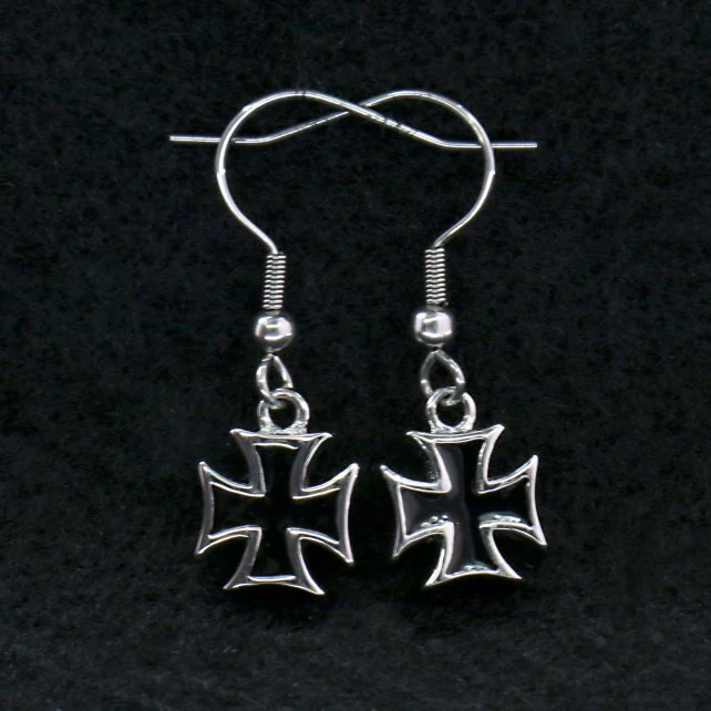 Hot Leathers JWE1107 Stainless Steel Iron Cross Earrings