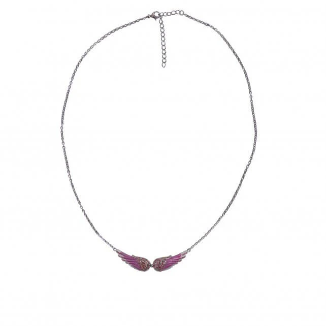 Hot Leathers JWN1006 Pink Angel Wings Necklace - Image 2