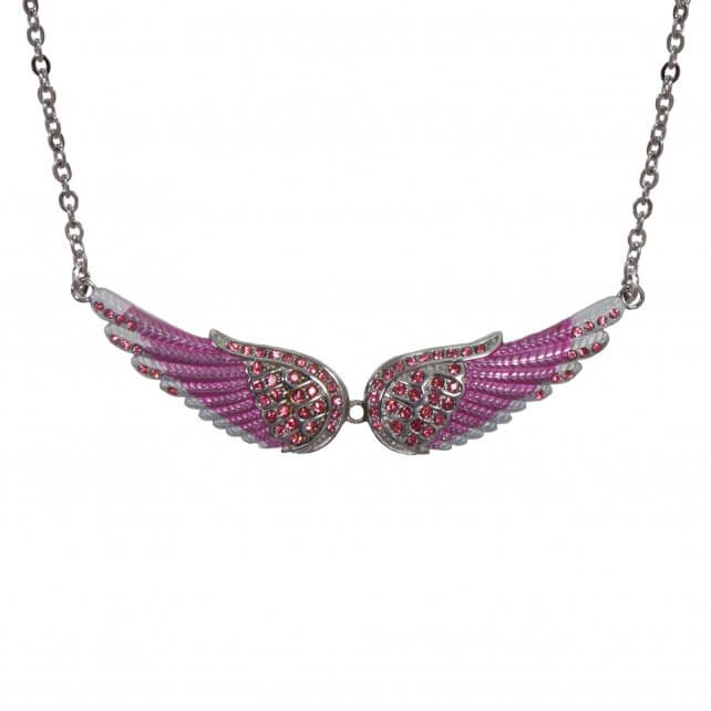 Hot Leathers JWN1006 Pink Angel Wings Necklace - Image 3