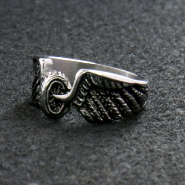 Hot Leathers JWR1102 Silver Wing Wheel Stainless Steel Ring