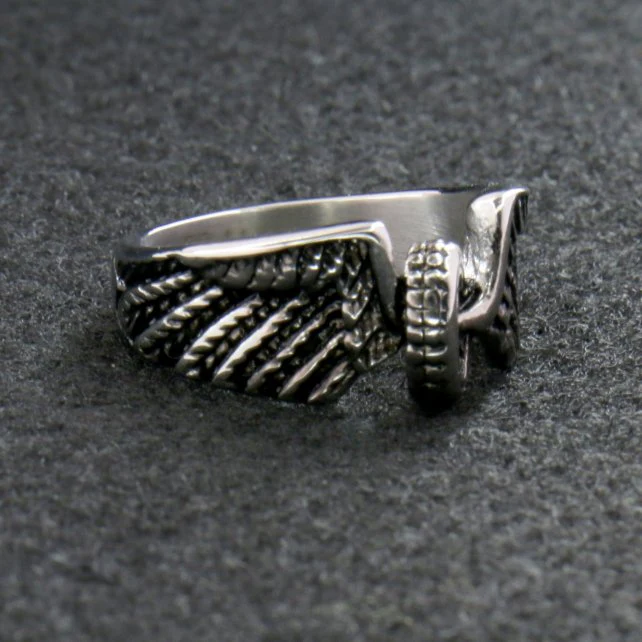 Hot Leathers JWR1102 Silver Wing Wheel Stainless Steel Ring - Image 2