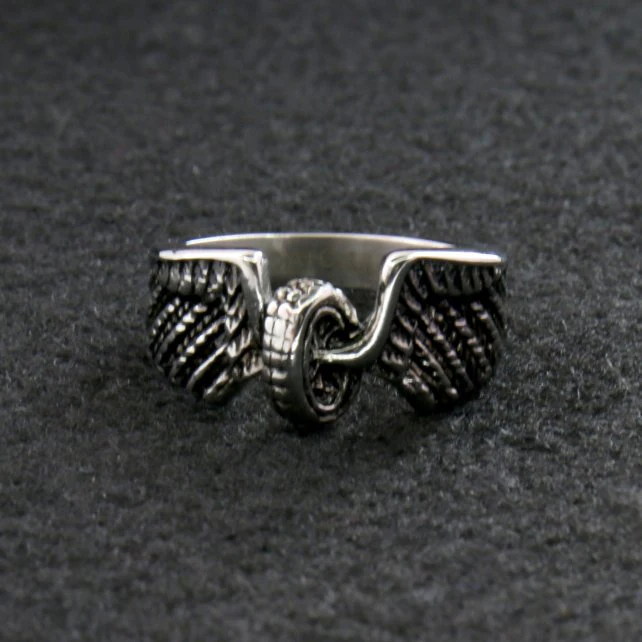 Hot Leathers JWR1102 Silver Wing Wheel Stainless Steel Ring - Image 3