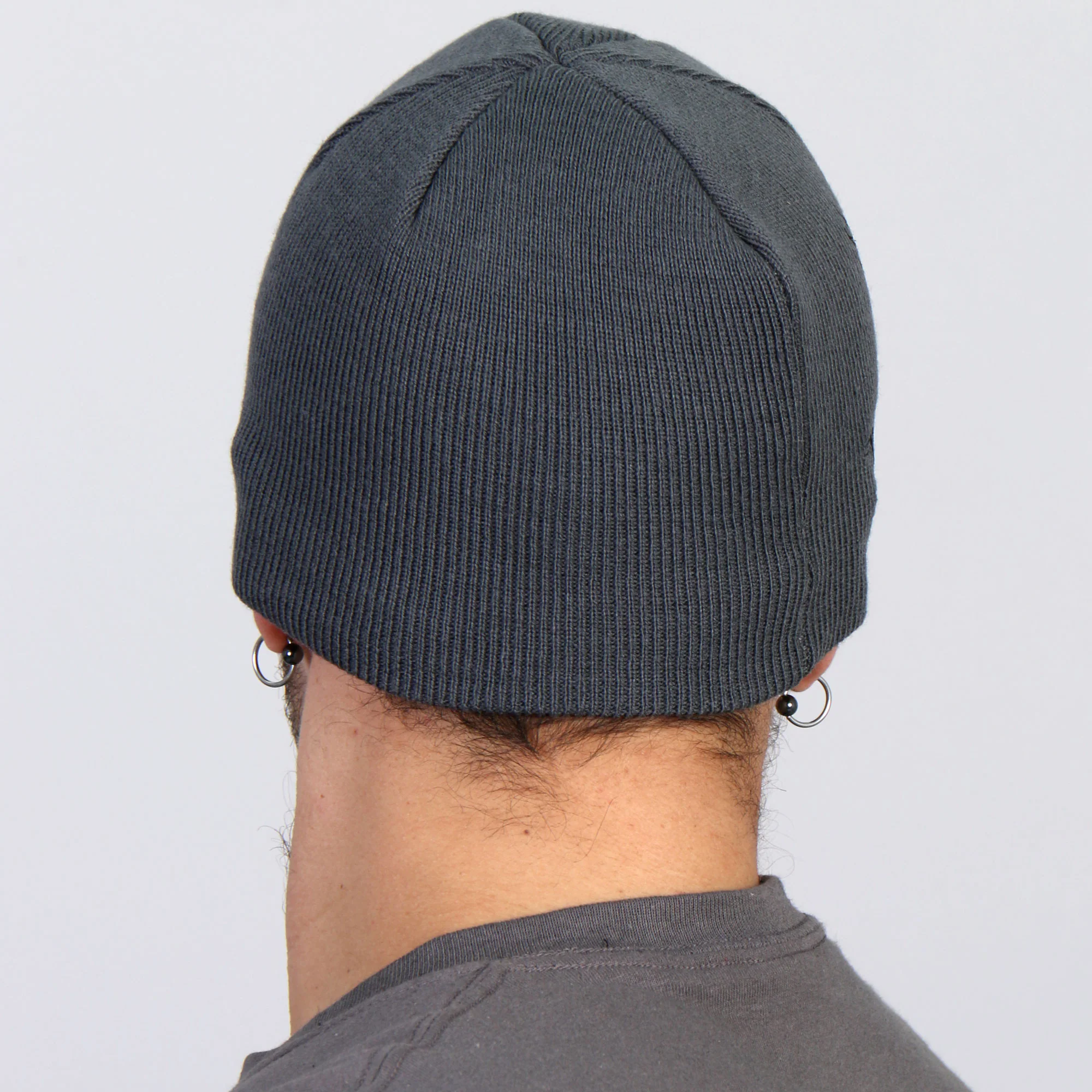 Hot Leathers KHB1000 Skull with Wings Grey Knit Cap - Image 6