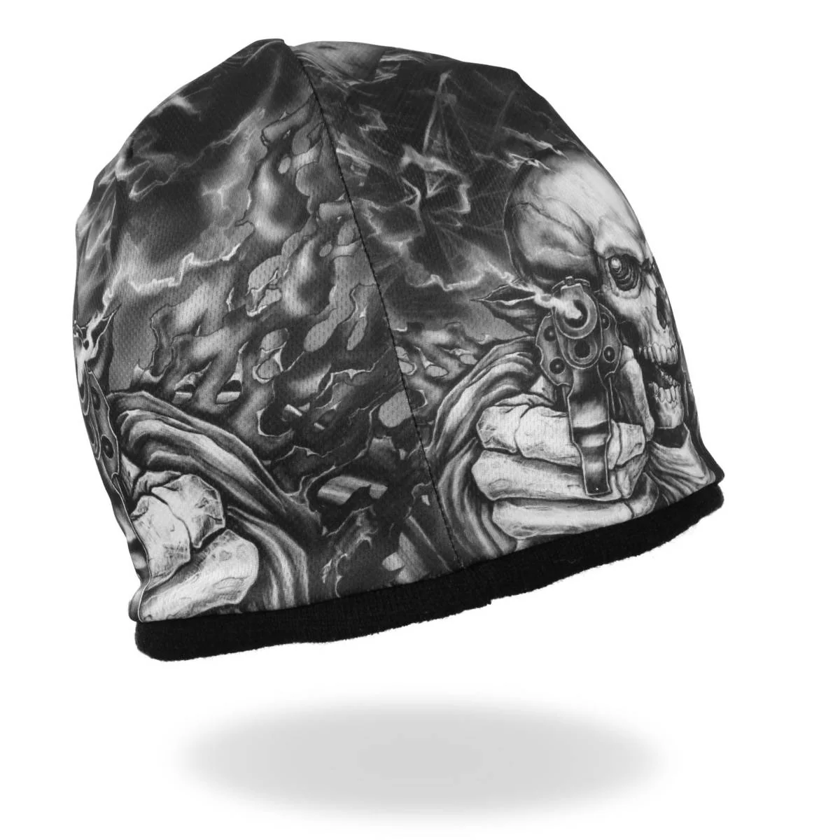 Hot Leathers KHC1037 Smoking Gun Skull Soft Beanie - Image 2