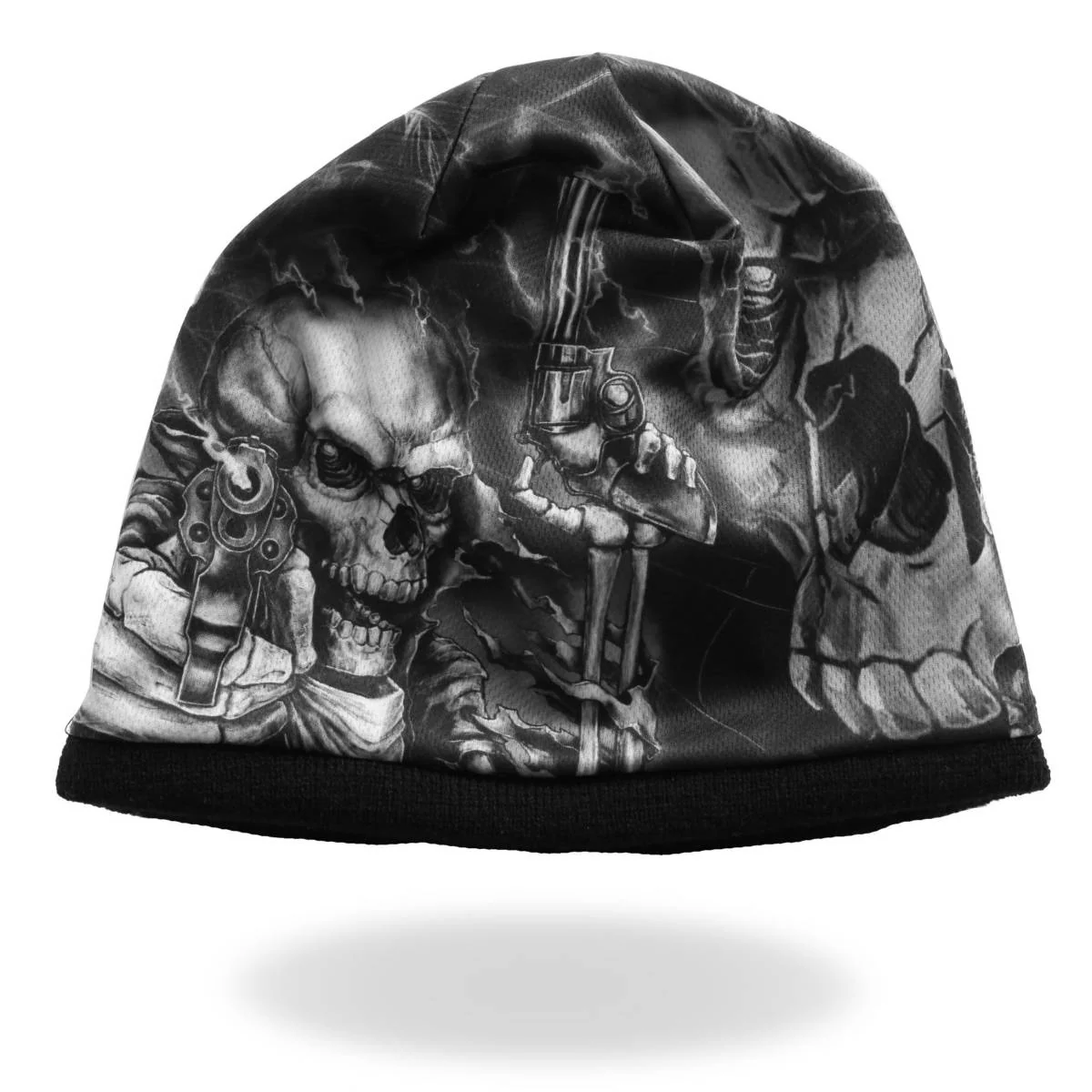 Hot Leathers KHC1037 Smoking Gun Skull Soft Beanie - Image 4