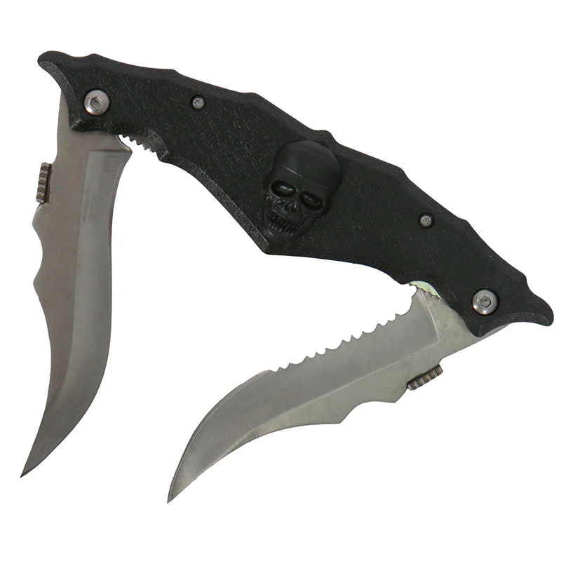 Hot Leathers KNA1106 Knife Double Open Skull with Clip 4" - Image 2