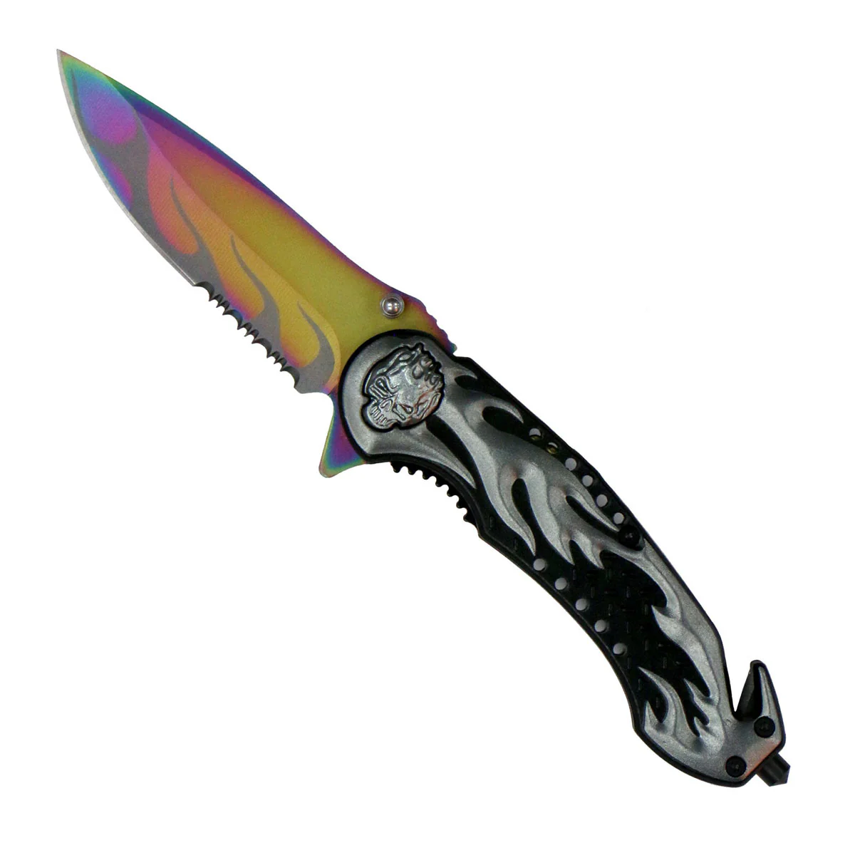 Hot Leathers KNA1133 Silver Flaming Skull 3.5 Inch Knife - Image 2