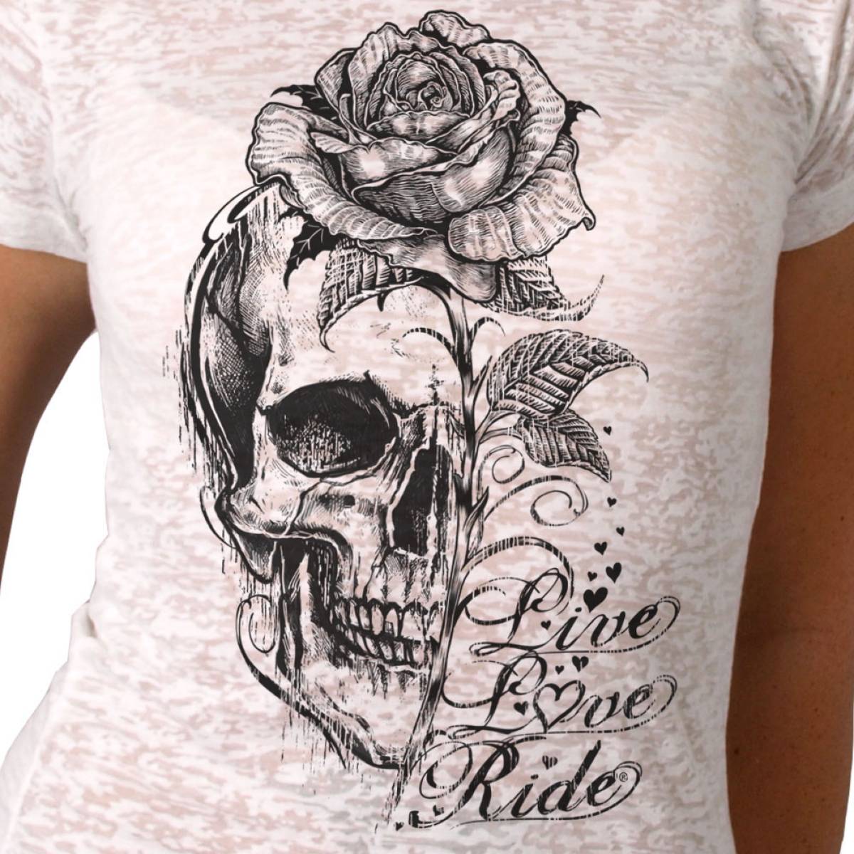 Hot Leathers Ladies Burnout Stem Skull T-Shirt GLC1583 - Image 2