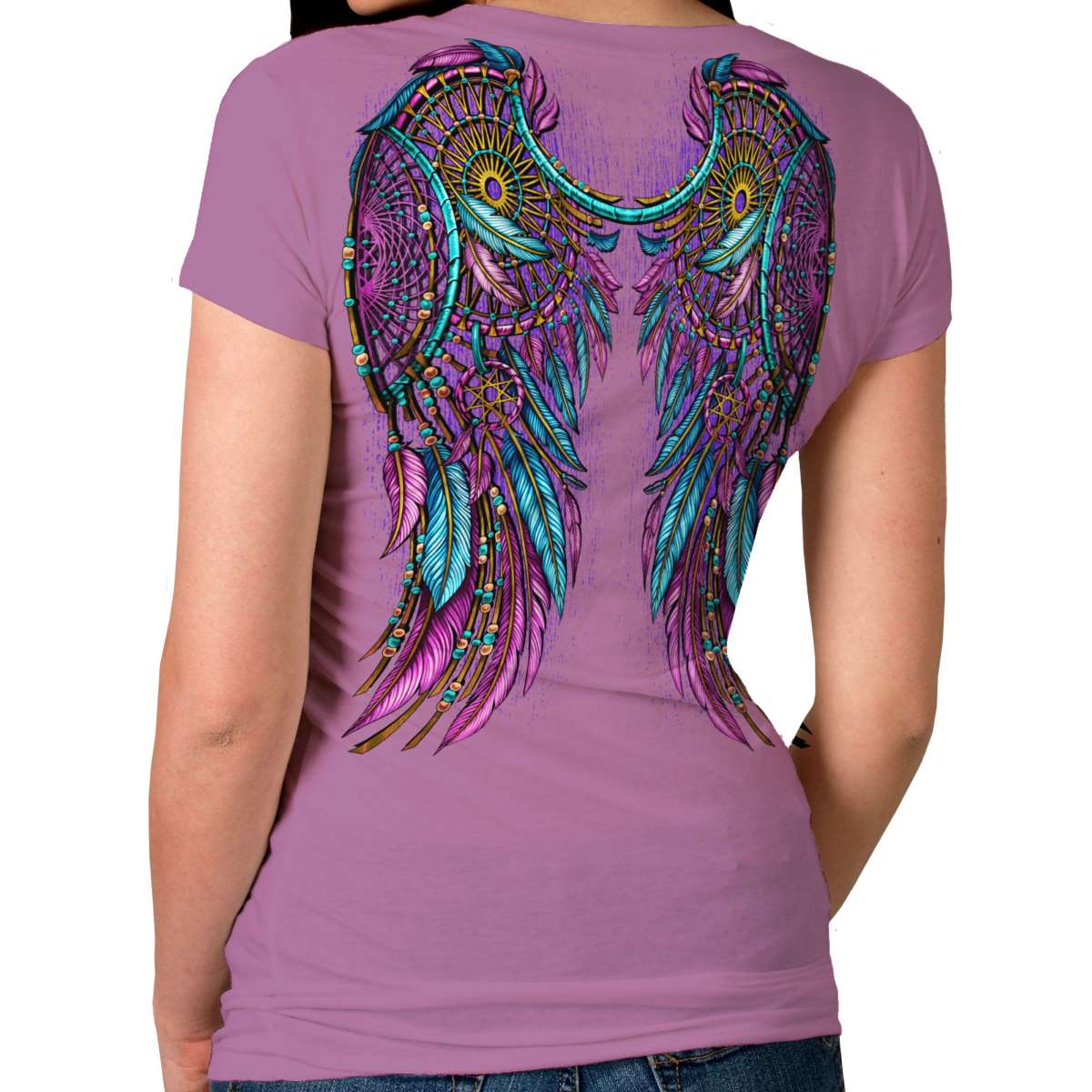 Hot Leathers Ladies Dream Wings Wild and Free Purple T-Shirt GLD1588 - Image 2