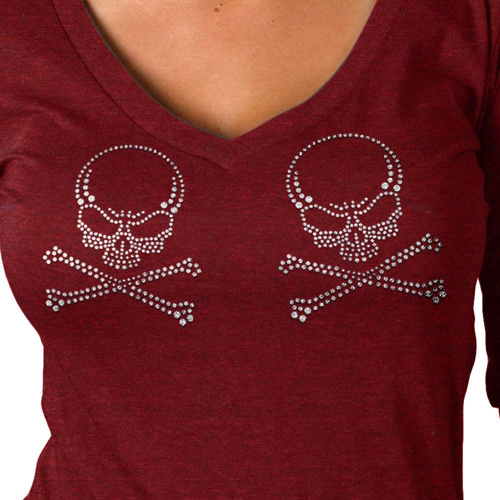 Hot Leathers Ladies Long Sleeve Studded Cross Bones Shirt GLC3542 - Image 2