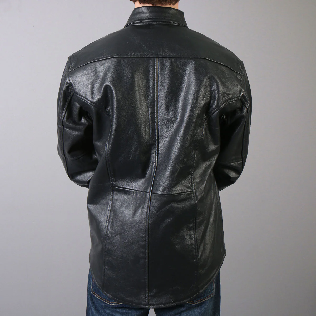 Hot Leathers LCS1001 Men’s Classic Black Fashion Leather Shirt with Multiple Pockets - Image 3