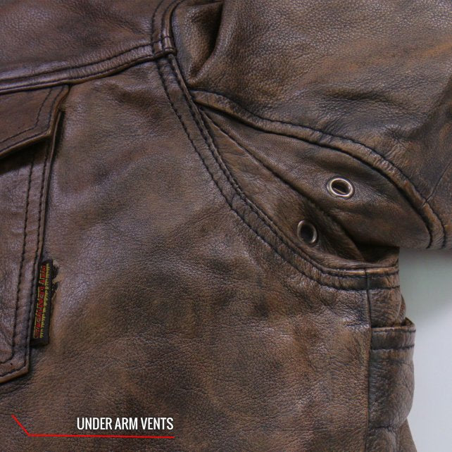 Hot Leathers LCS1004 Men's Distressed Brown Leather Fashion Shirt with Multiple Pockets - Image 8