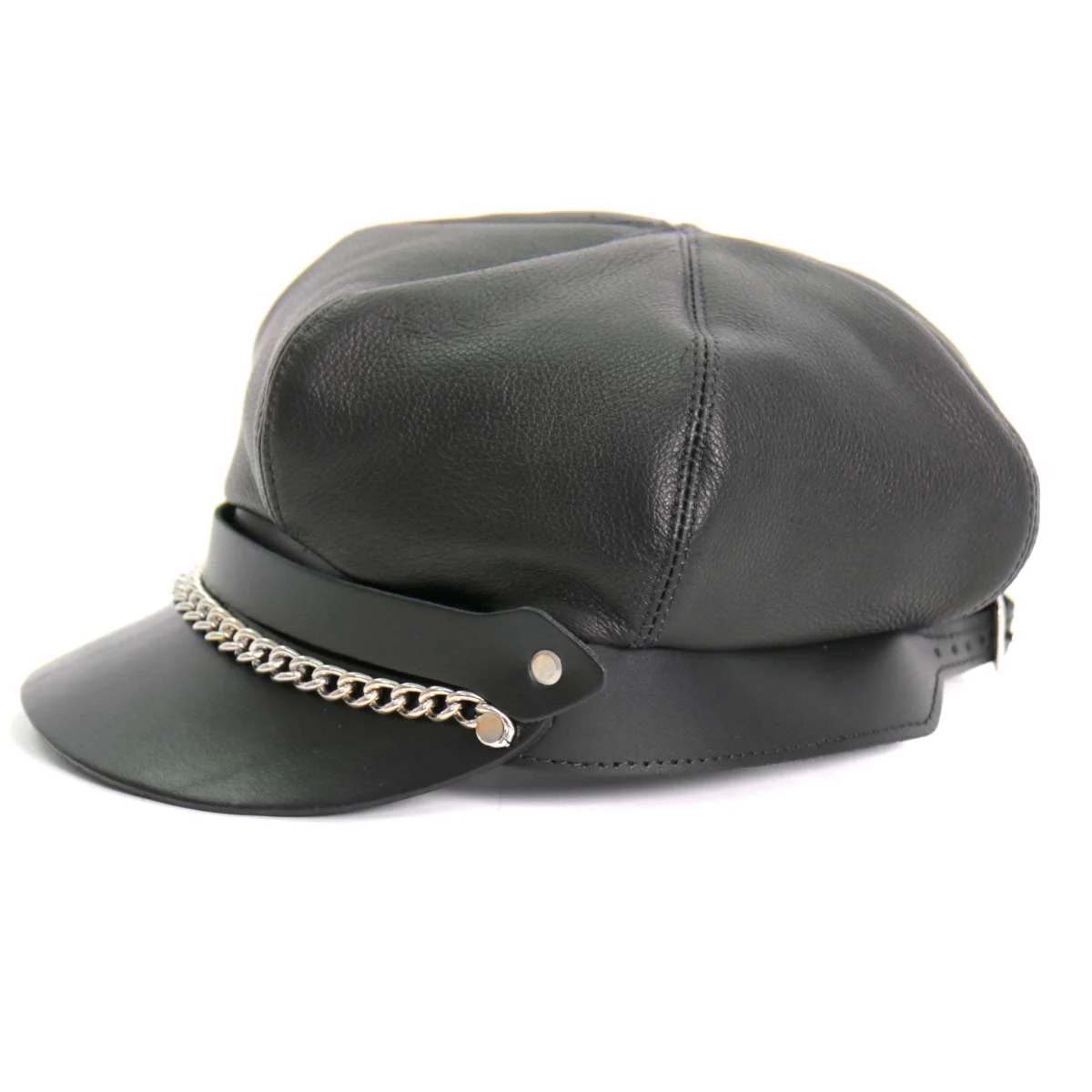 Hot Leathers Leather Section Pie Top Leather Cap LHA2006 - Image 3
