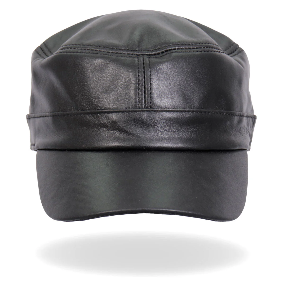 Hot Leathers LHA2007 Black Leather Cadet Cap - Image 2