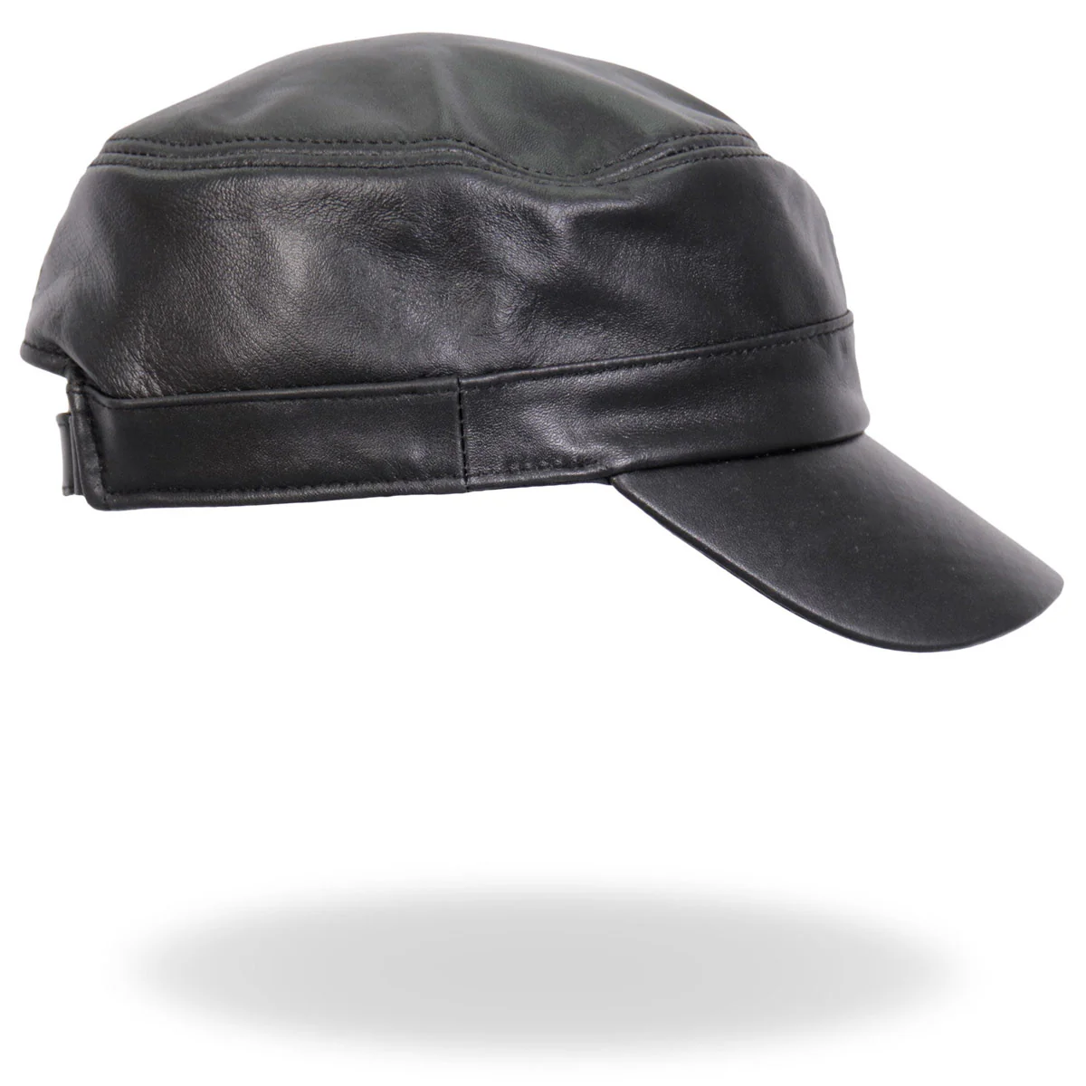 Hot Leathers LHA2007 Black Leather Cadet Cap - Image 6