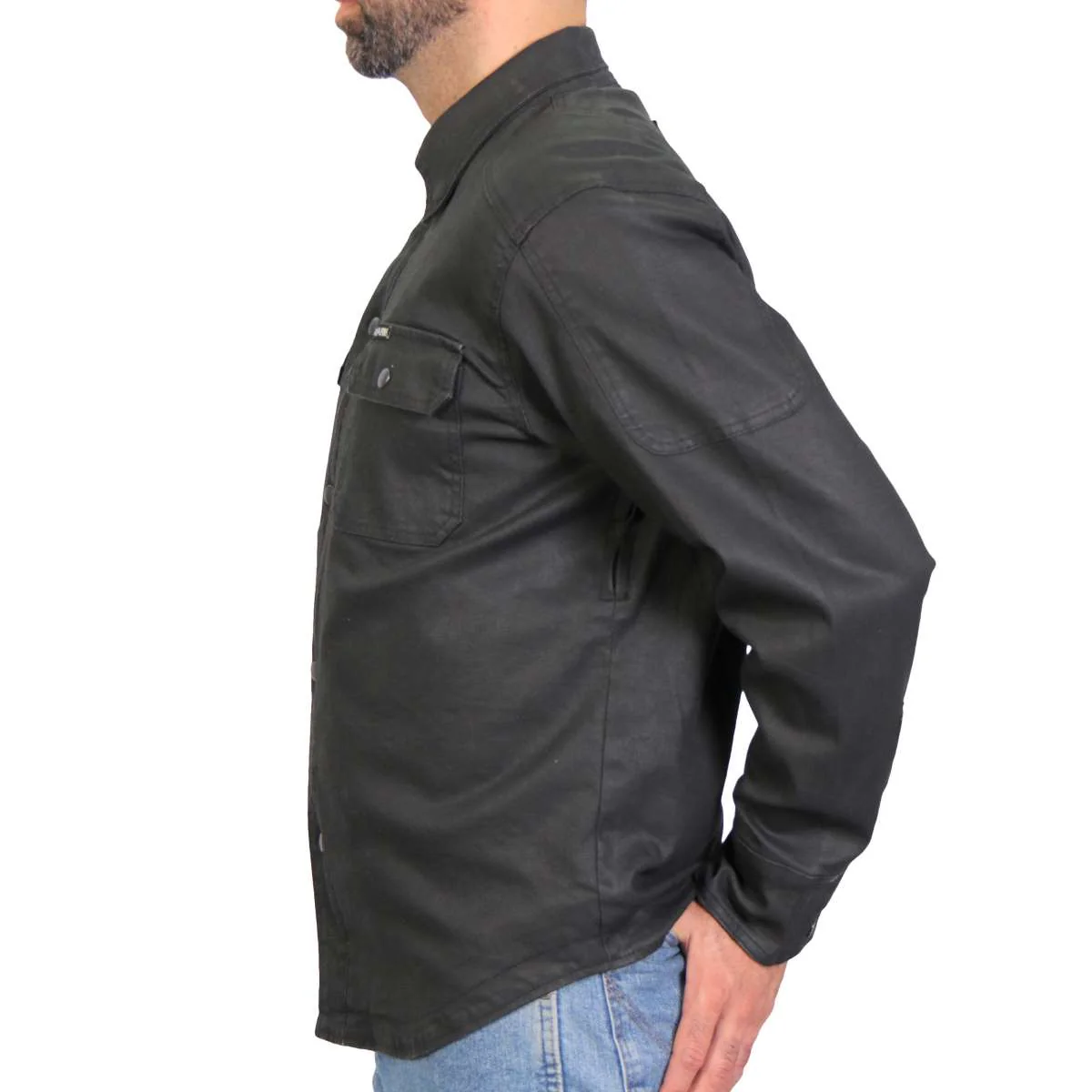 Hot Leathers JKM6003 Men's Black Waxed Cotton Concealed Carry Motorcycle Casual Shirt Jacket - Image 11