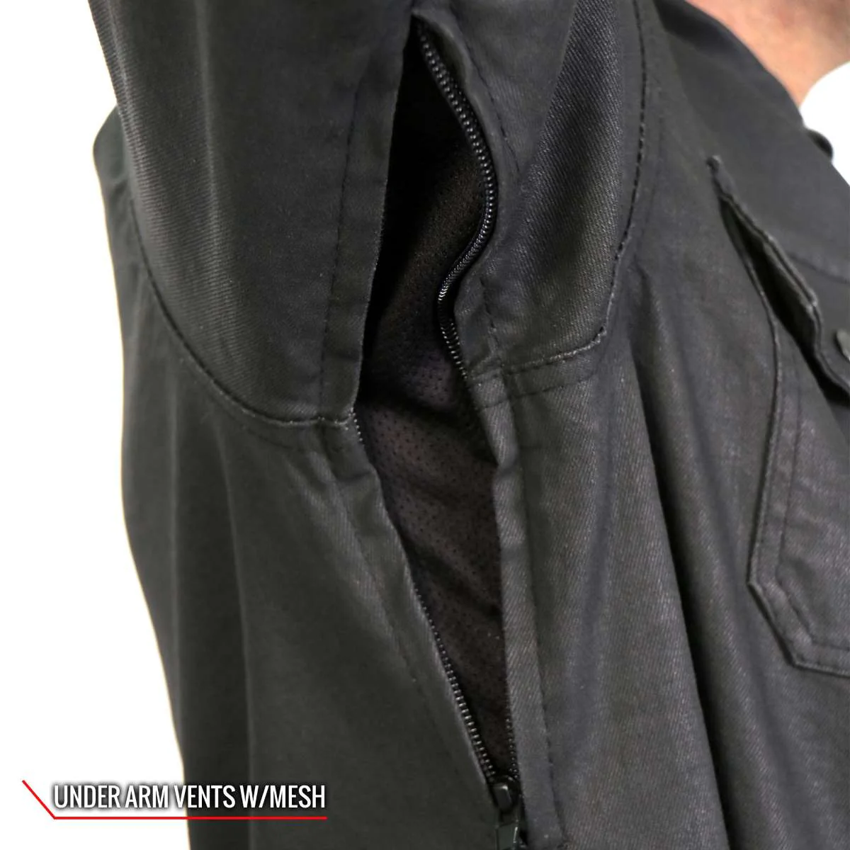 Hot Leathers JKM6003 Men's Black Waxed Cotton Concealed Carry Motorcycle Casual Shirt Jacket - Image 7