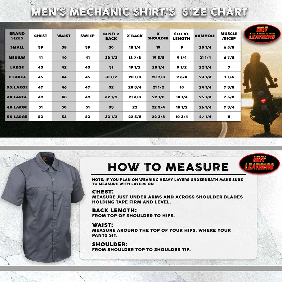 Hot Leathers GMM1010 Men's Mechanic Charcoal Button Up Heavy-Duty Work Shirt for | Classic Mechanic Work Shirt - Image 3