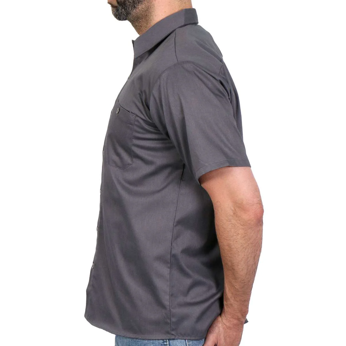 Hot Leathers GMM1010 Men's Mechanic Charcoal Button Up Heavy-Duty Work Shirt for | Classic Mechanic Work Shirt - Image 4