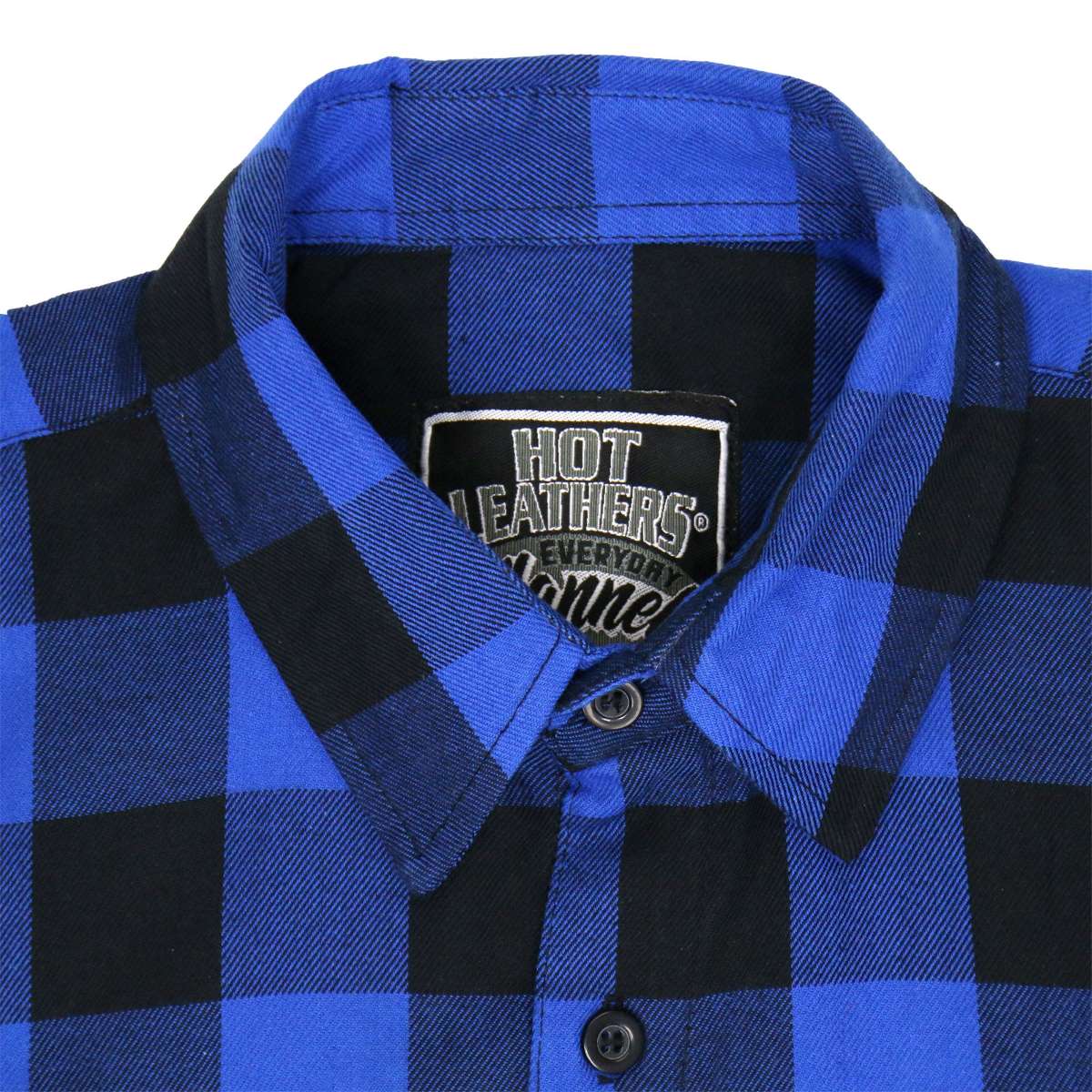Hot Leathers FLM5208 Men's Sleeveless Fringe Blue and Black Flannel Shirt - Image 8