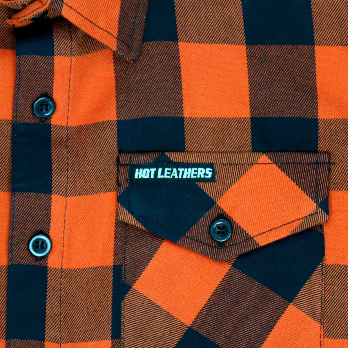 Hot Leathers FLM5210 Men's Sleeveless Fringe Orange and Black Flannel Shirt - Image 4