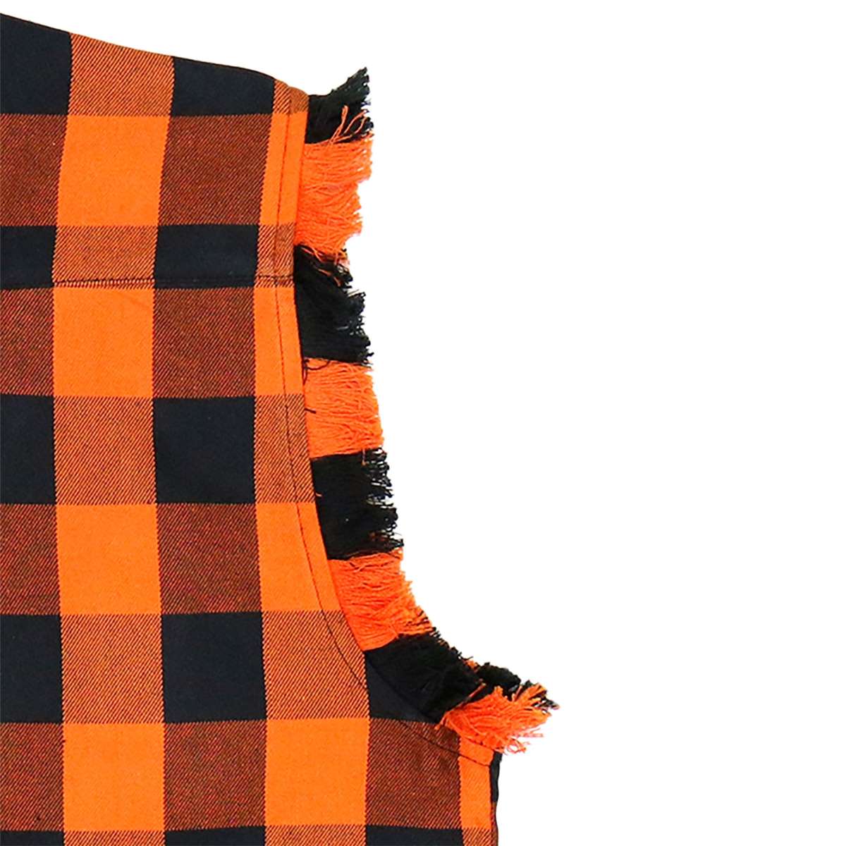 Hot Leathers FLM5210 Men's Sleeveless Fringe Orange and Black Flannel Shirt - Image 5