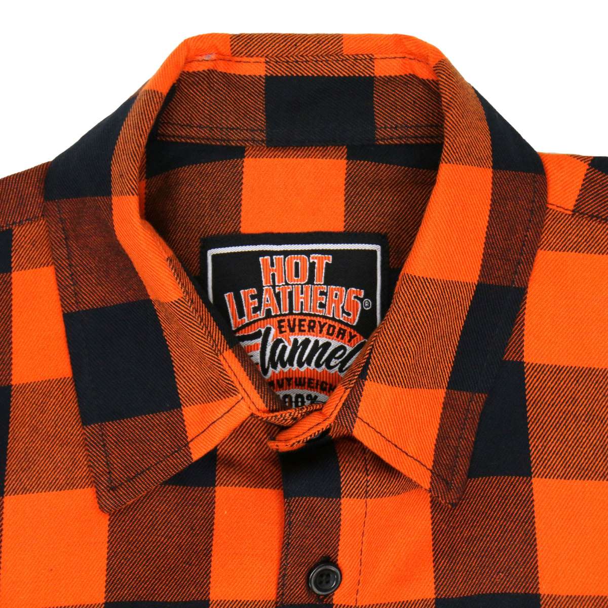 Hot Leathers FLM5210 Men's Sleeveless Fringe Orange and Black Flannel Shirt - Image 8