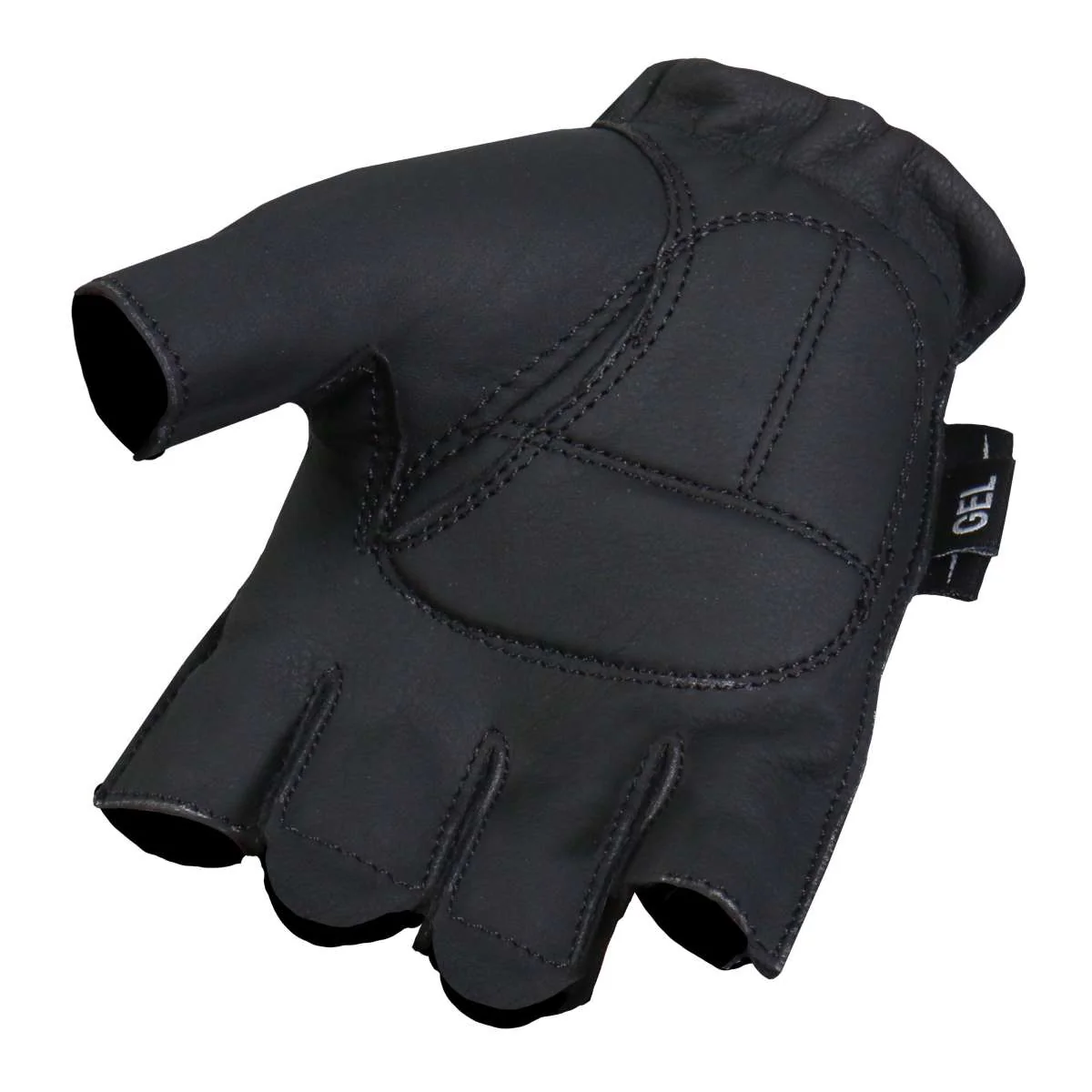 Hot Leathers Midnight Matte Fingerless Leather Gloves GVM1031 - Image 2