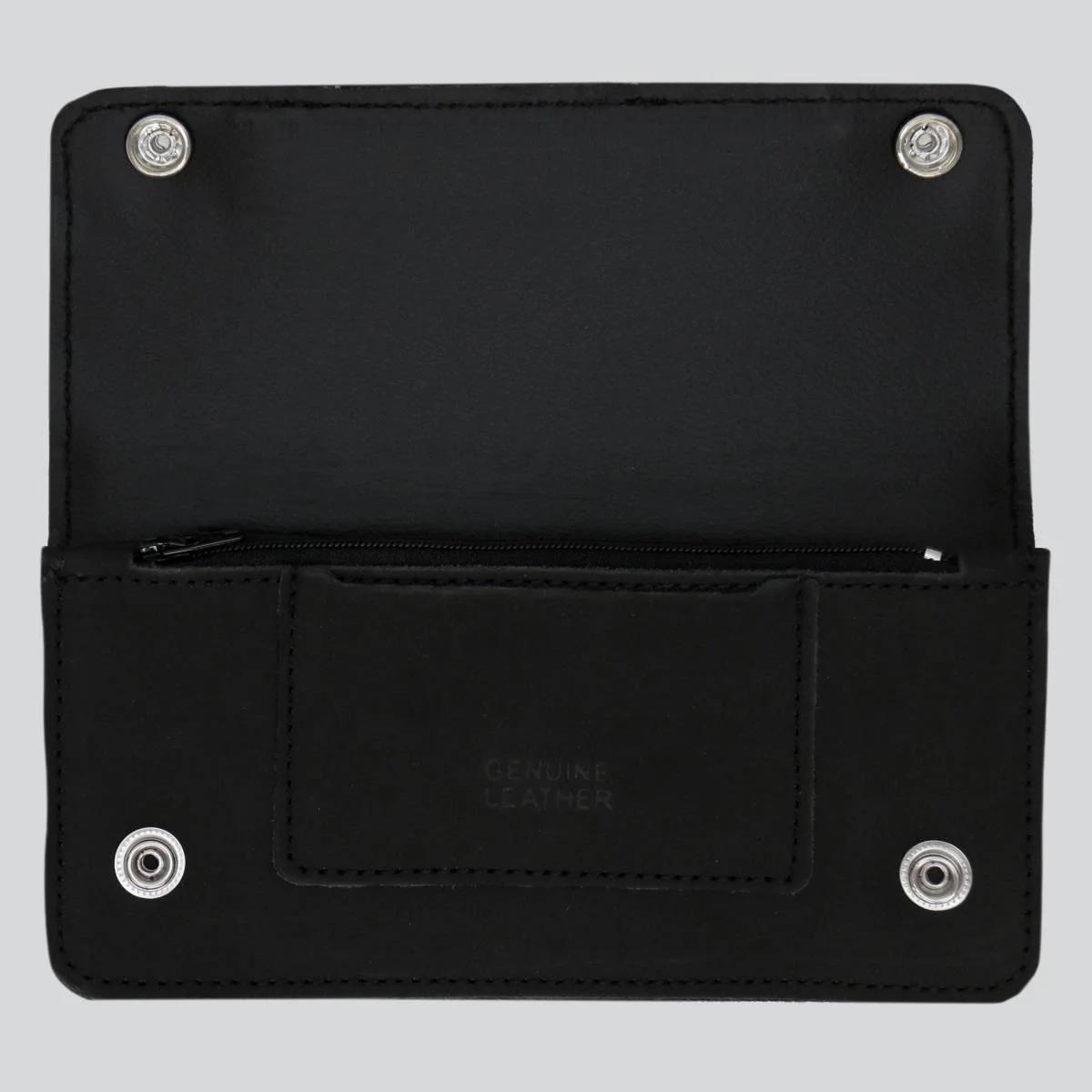 Hot Leathers WLC3108 Men's 6" Black Premium Leather Bi-Fold Biker Wallet w/ Zipper Pocket - Image 10