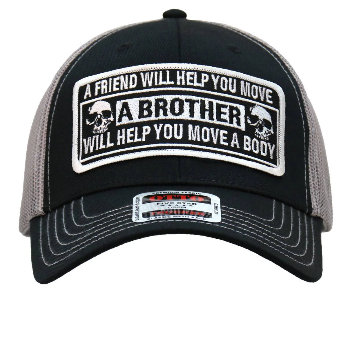 Hot Leathers Move A Body Black And Grey Trucker Hat GHS1046 - Image 2