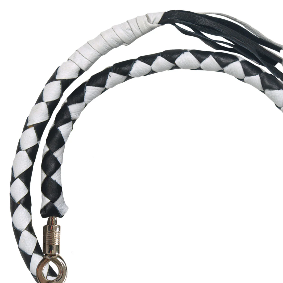 Hot Leathers MWH1103 ‘Get Back’ Genuine Black and White Leather Whip - Image 2