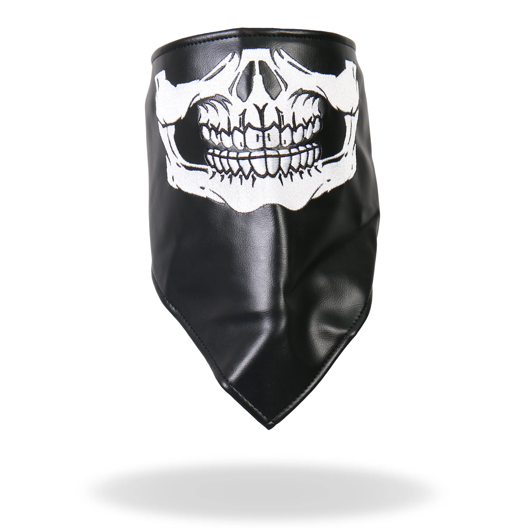 Hot Leathers NWL1004 Black Leather Skull Neck Warmer with Fleece Lining - Image 2