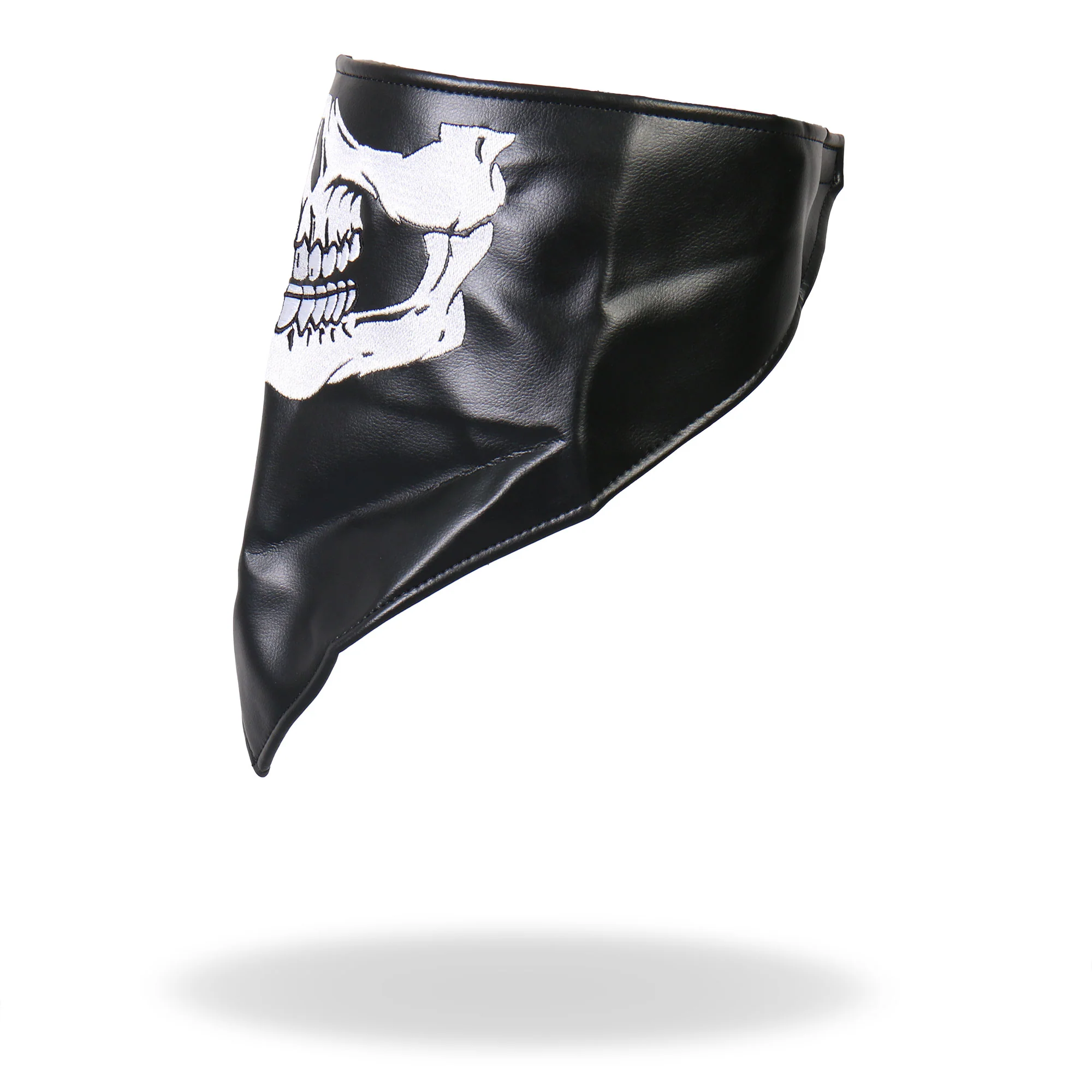 Hot Leathers NWL1004 Black Leather Skull Neck Warmer with Fleece Lining - Image 3