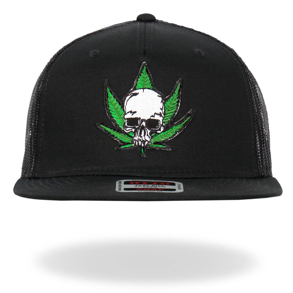 Hot Leathers Pot Leaf Skull Black Snapback Hat GSH2037 - Image 5