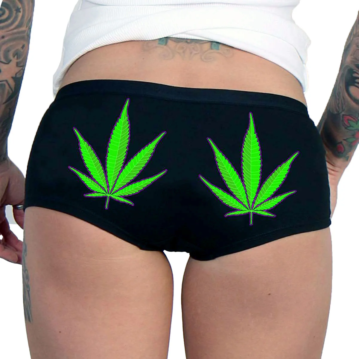 Hot Leathers Pot Leaves Ladies Boy Shorts PTB7479 - Image 2
