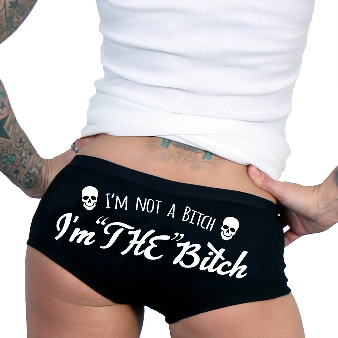 Hot Leathers PTB7439 I'm "THE" Bitch Ladies Boy Shorts - Image 2